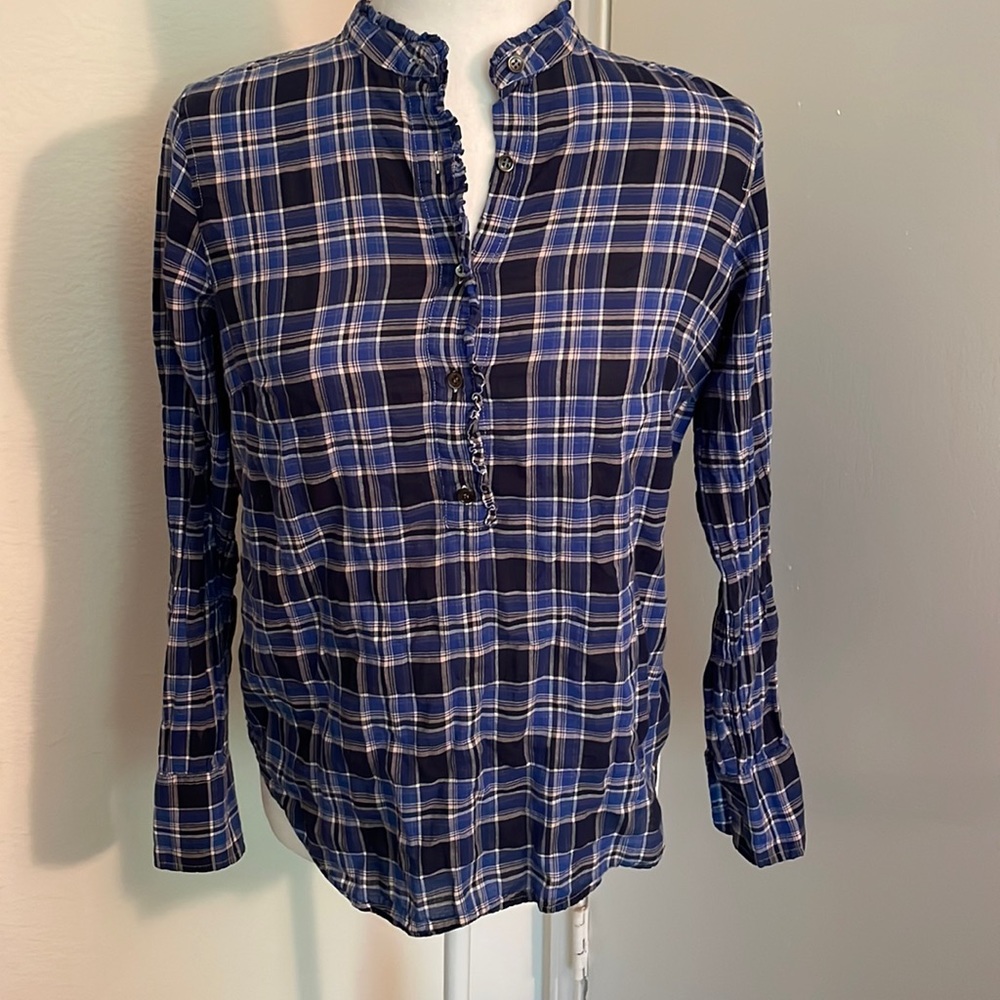 Blue Plaid J Crew Top size 4 button up
